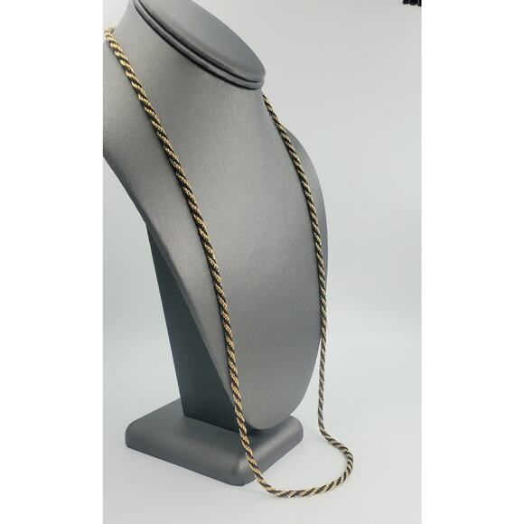 Vintage Trifari Twisted Rope Necklace and Bracelet Set – Black & Goldtone Metal - Picture 5 of 7